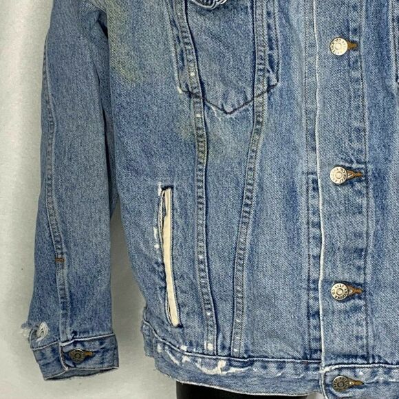 Vintage Arizona Jean Denim Jacket M Destroyed - Picture 5 of 9